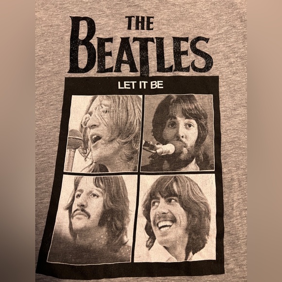 Retro The Beatles Let It Be T-Shirt Women Small Gray/Black - Picture 3 of 4